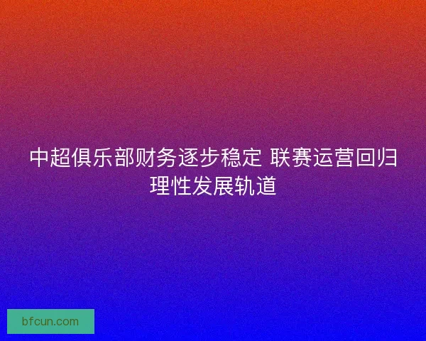 中超俱乐部财务逐步稳定 联赛运营回归理性发展轨道