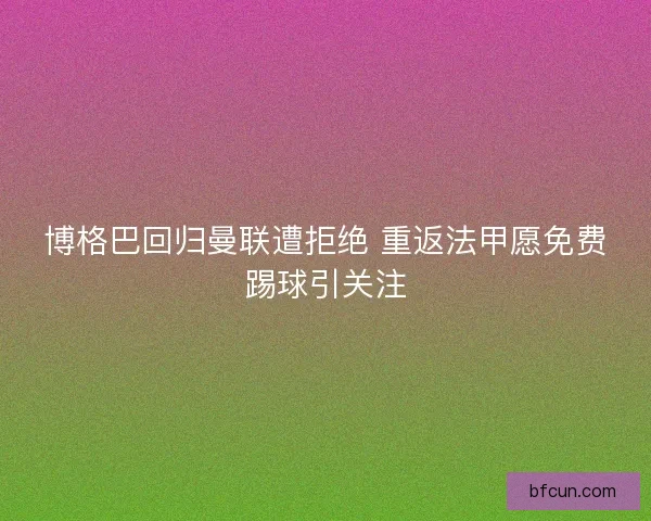 博格巴回归曼联遭拒绝 重返法甲愿免费踢球引关注