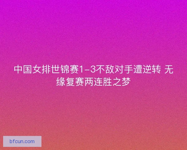 中国女排世锦赛1-3不敌对手遭逆转 无缘复赛两连胜之梦