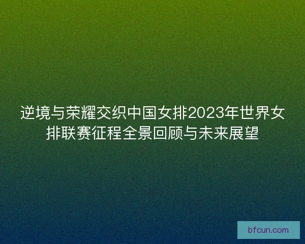 逆境与荣耀交织中国女排2023年世界女排联赛征程全景回顾与未来展望